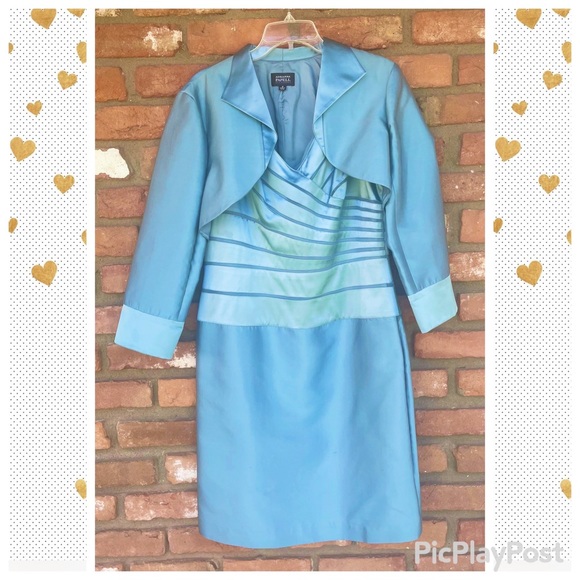 Adrianna Papell Dresses & Skirts - Adrianna Papell  Blue Silk 2 Piece Dress with Bolero size 16